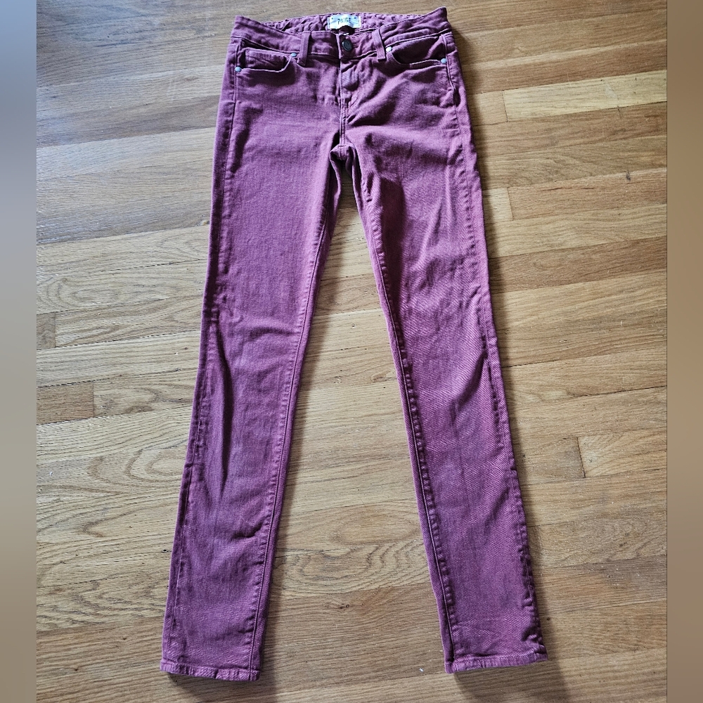Paige Dark Red Skyline Skinny Stretch Jeans Women's Size 28" Waist X 32" Inseam